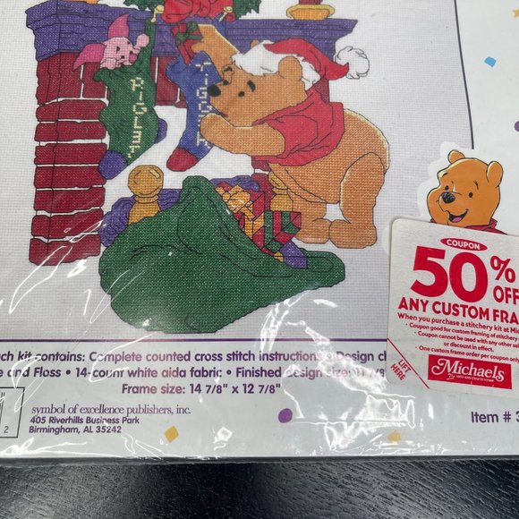 Disney "SANTA POOH" Counted Cross Stitch Kit New - Picture 3 of 5